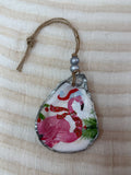 Small (4"<) Oyster Shell Ornament (Flamingo Scarf Silver Pearl Back)