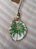 Small (4"<) Oyster Shell Ornament (Gold Christmas Palm, Gold Back)