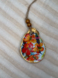 Small (4"<) Oyster Shell Ornament (Gold Flower, Gold Back)