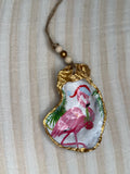 Large (4"+) Oyster Shell Ornament (Flamingo Ornament Gold)