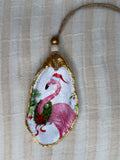 Large (4"+) Oyster Shell Ornament (Flamingo Wreath Pearl Back