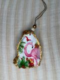 Large (4"+) Oyster Shell Ornament (Flamingo Present)
