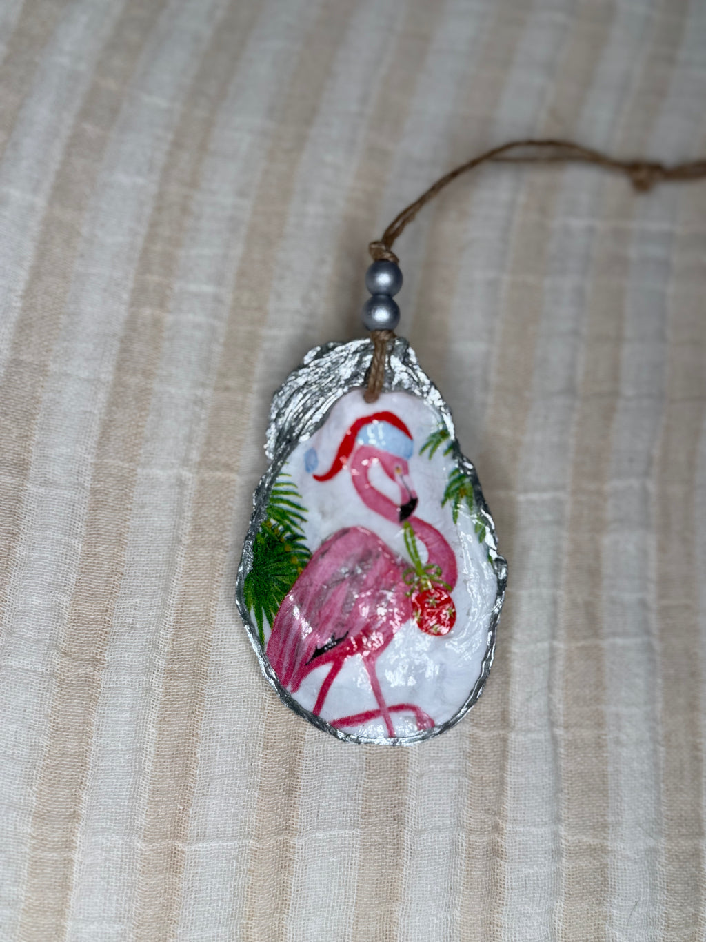 Large (4"+) Oyster Shell Ornament (Flamingo Ornament Pearl Back)