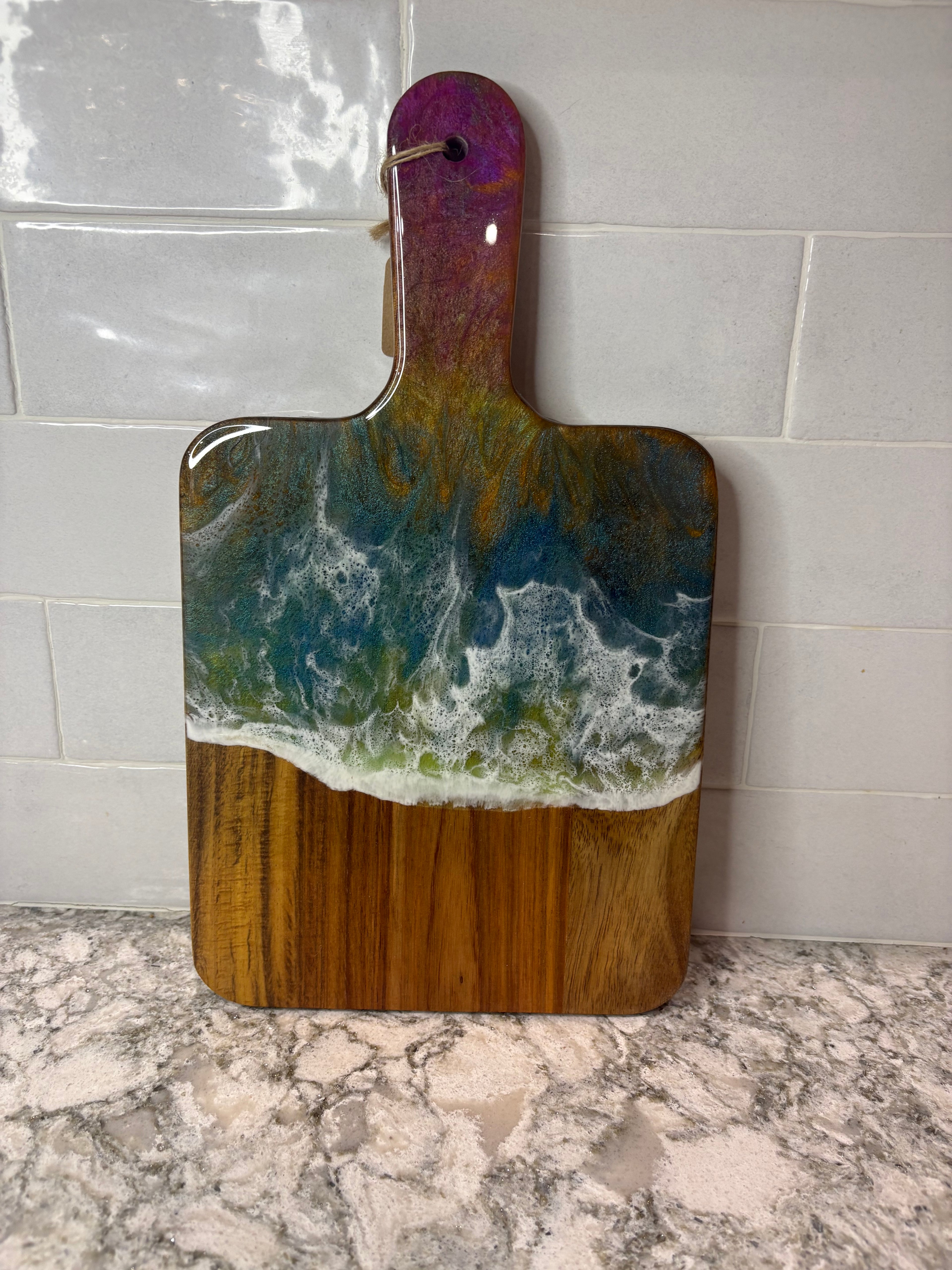 Acacia Wood & Ocean-Inspired Epoxy Cutting Board