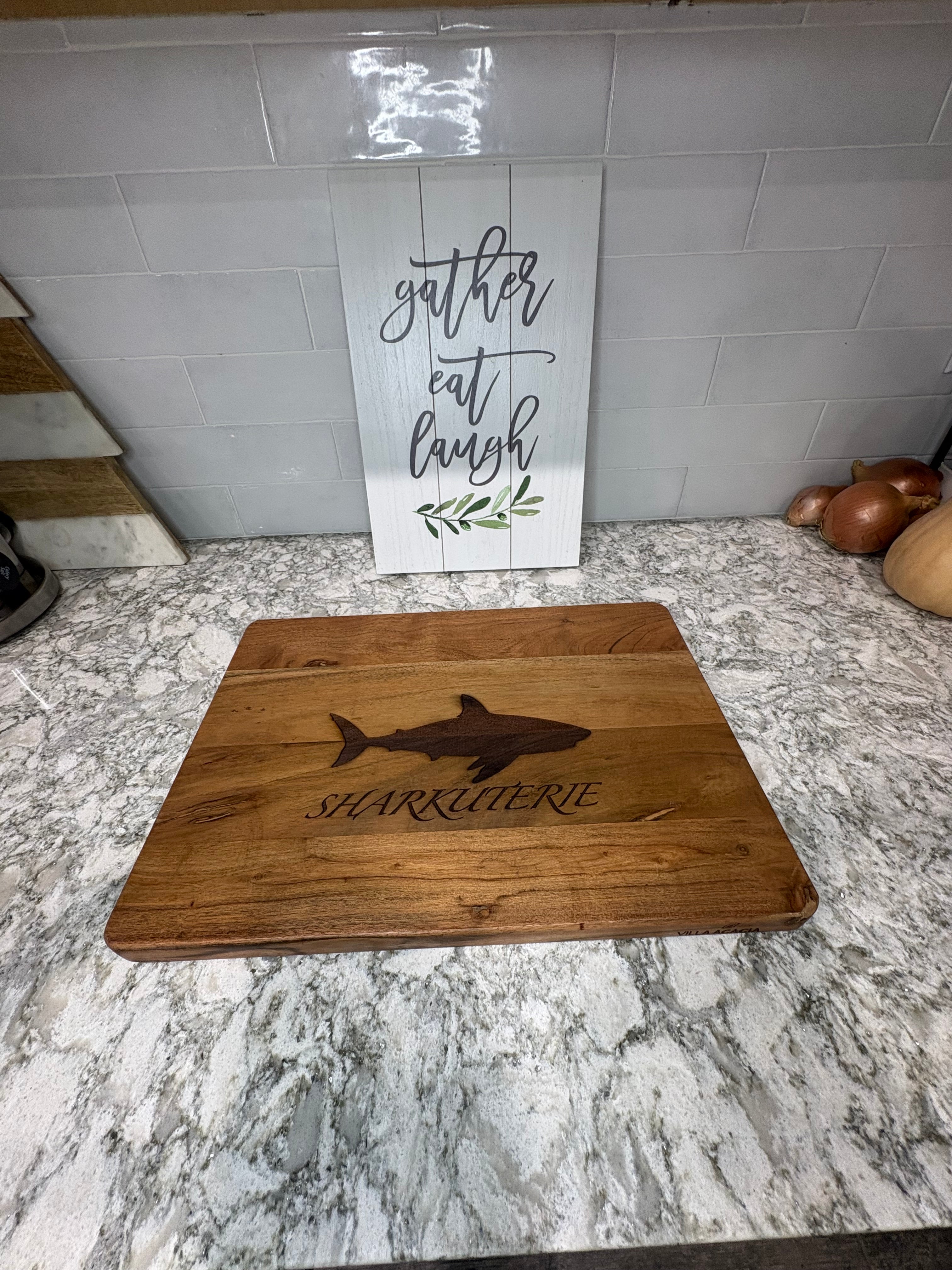 Acacia Wood “Sharkuterie” Engraved Cutting Board