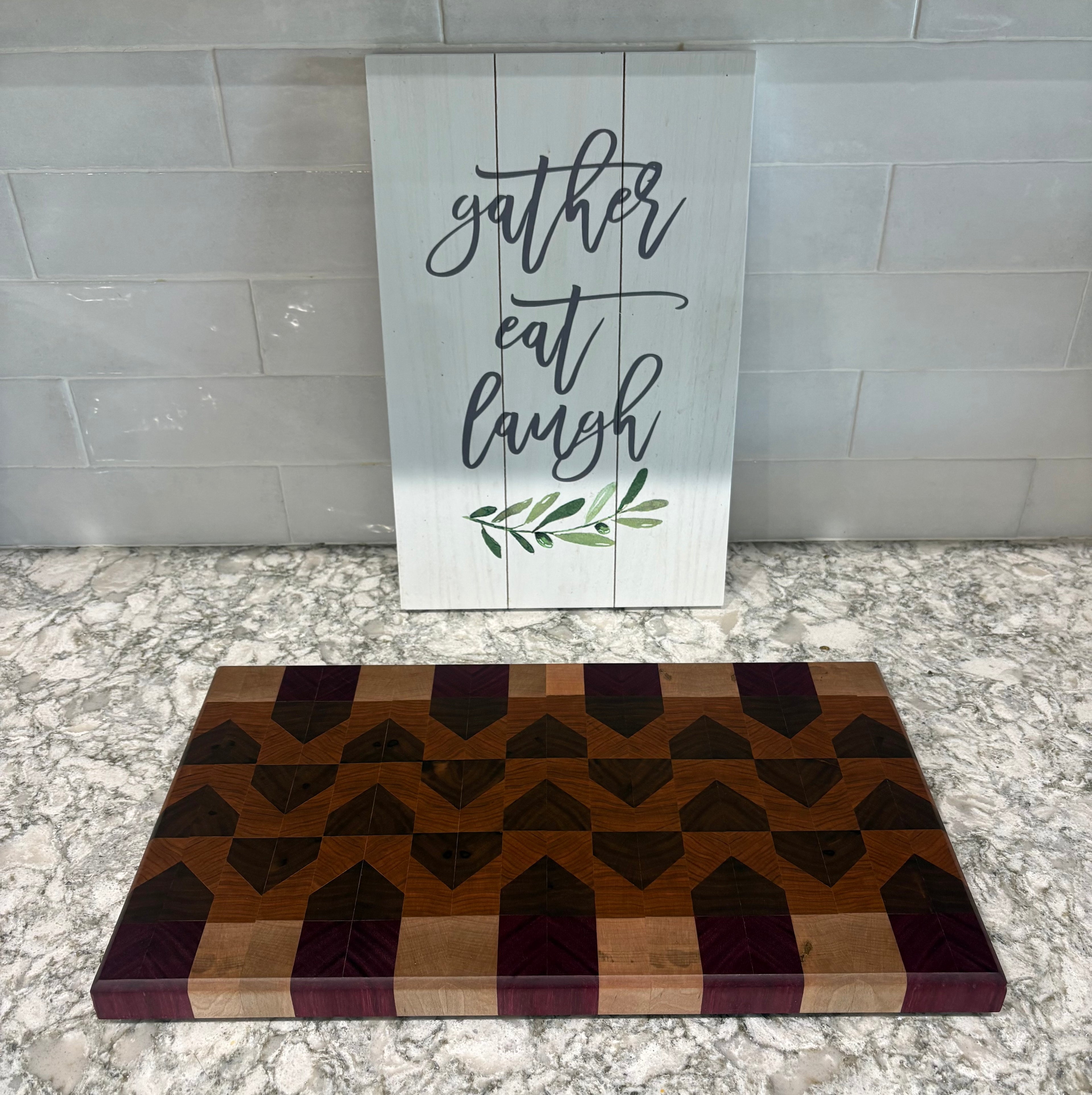 Cherry, Maple, Walnut and Purple Heart End Grain Cutting Board